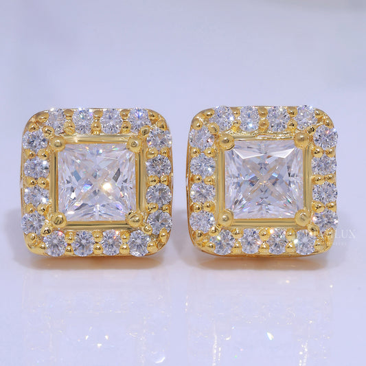 Yellow Gold (Plated) Earrings-925 silver with moissanite diamond Diamlux Fine Jewelry