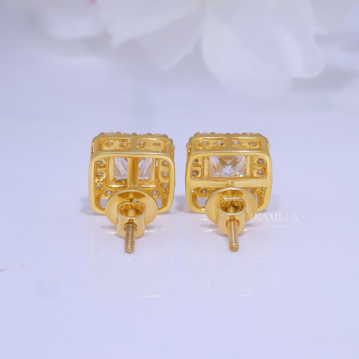 Yellow Gold (Plated) Earrings-925 silver with moissanite diamond Diamlux Fine Jewelry