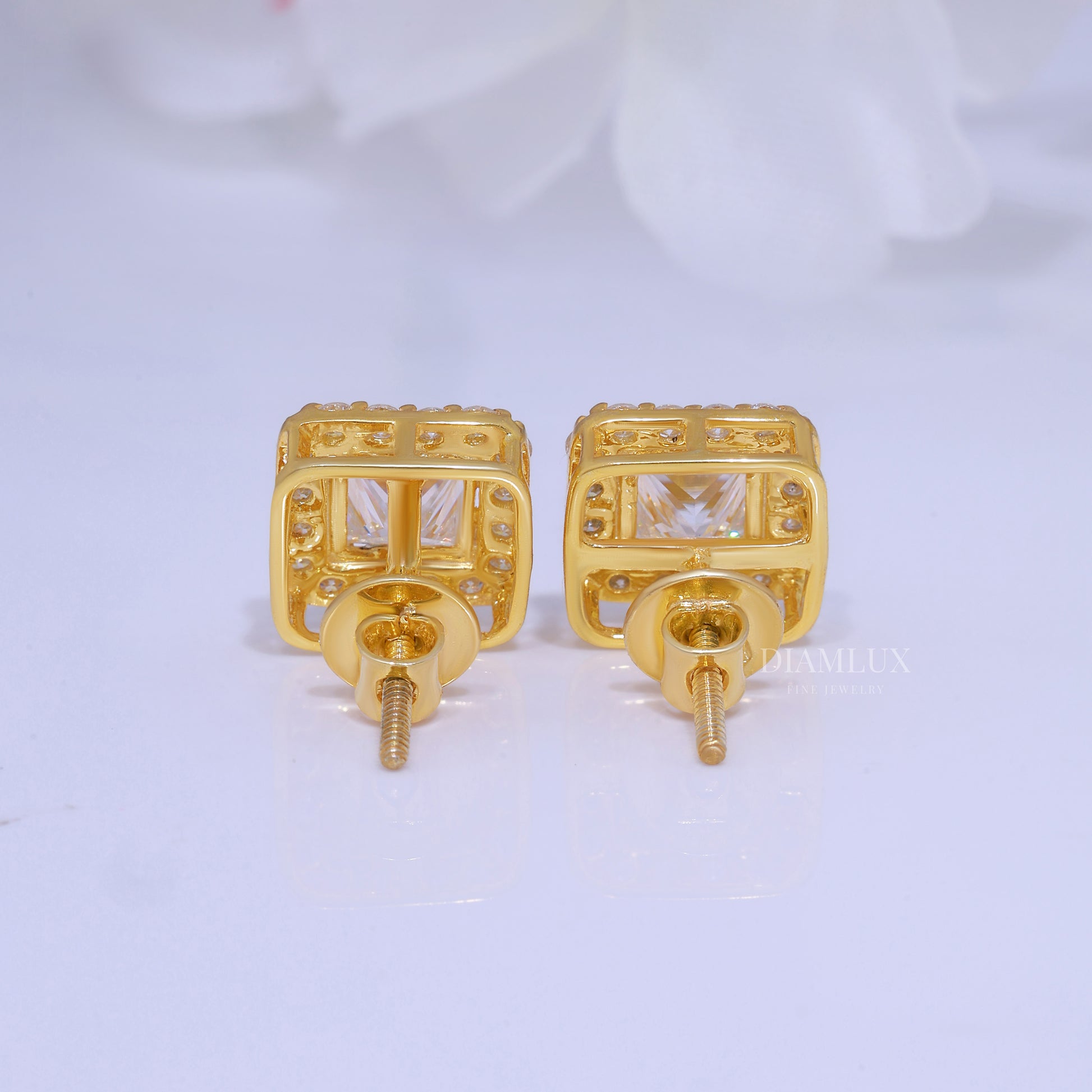 Yellow Gold (Plated) Earrings-925 silver with moissanite diamond Diamlux Fine Jewelry
