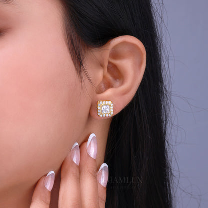 Yellow Gold (Plated) Earrings-925 silver with moissanite diamond Diamlux Fine Jewelry
