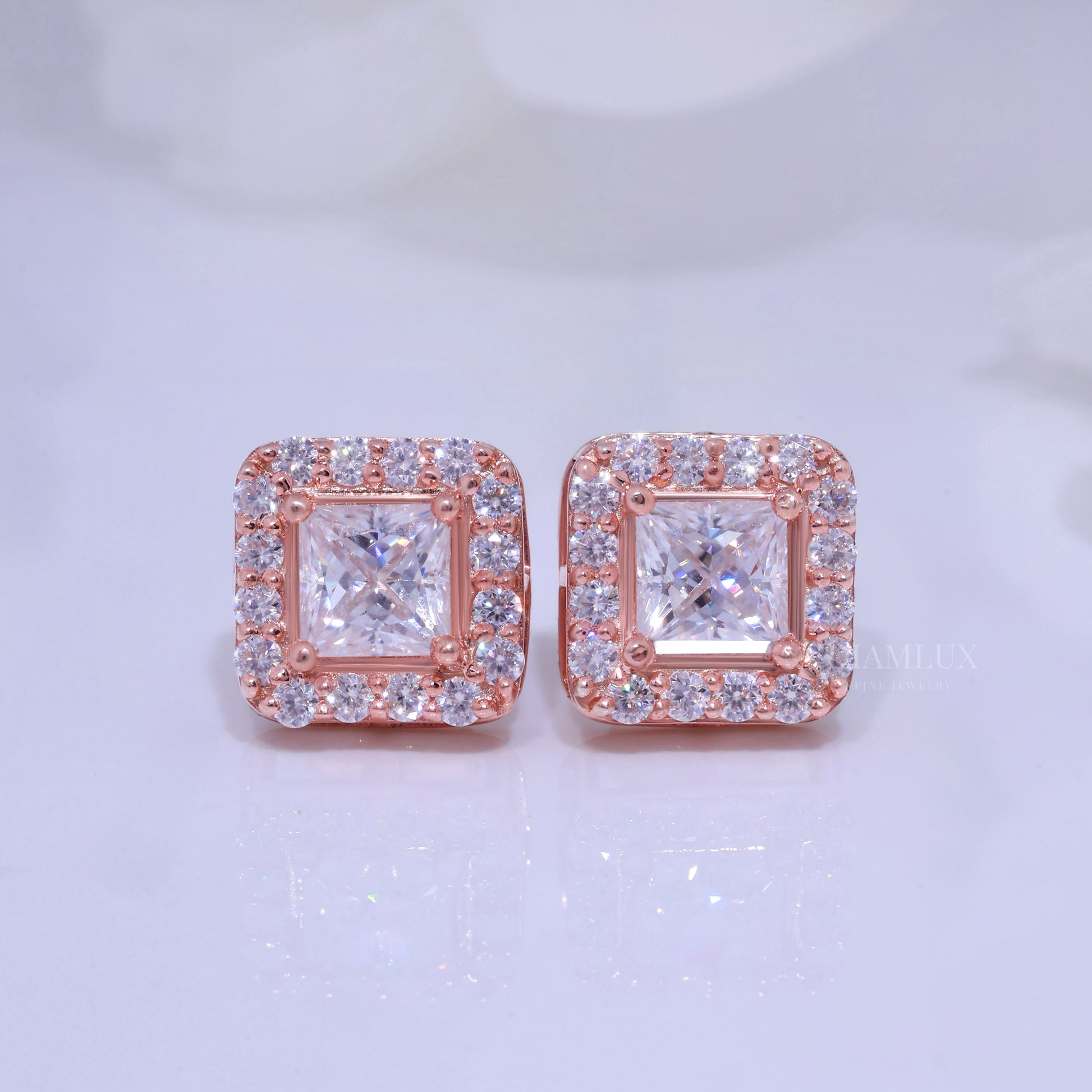 925 silver with moissanite diamonds - Rose Gold Diamlux Fine Jewelry