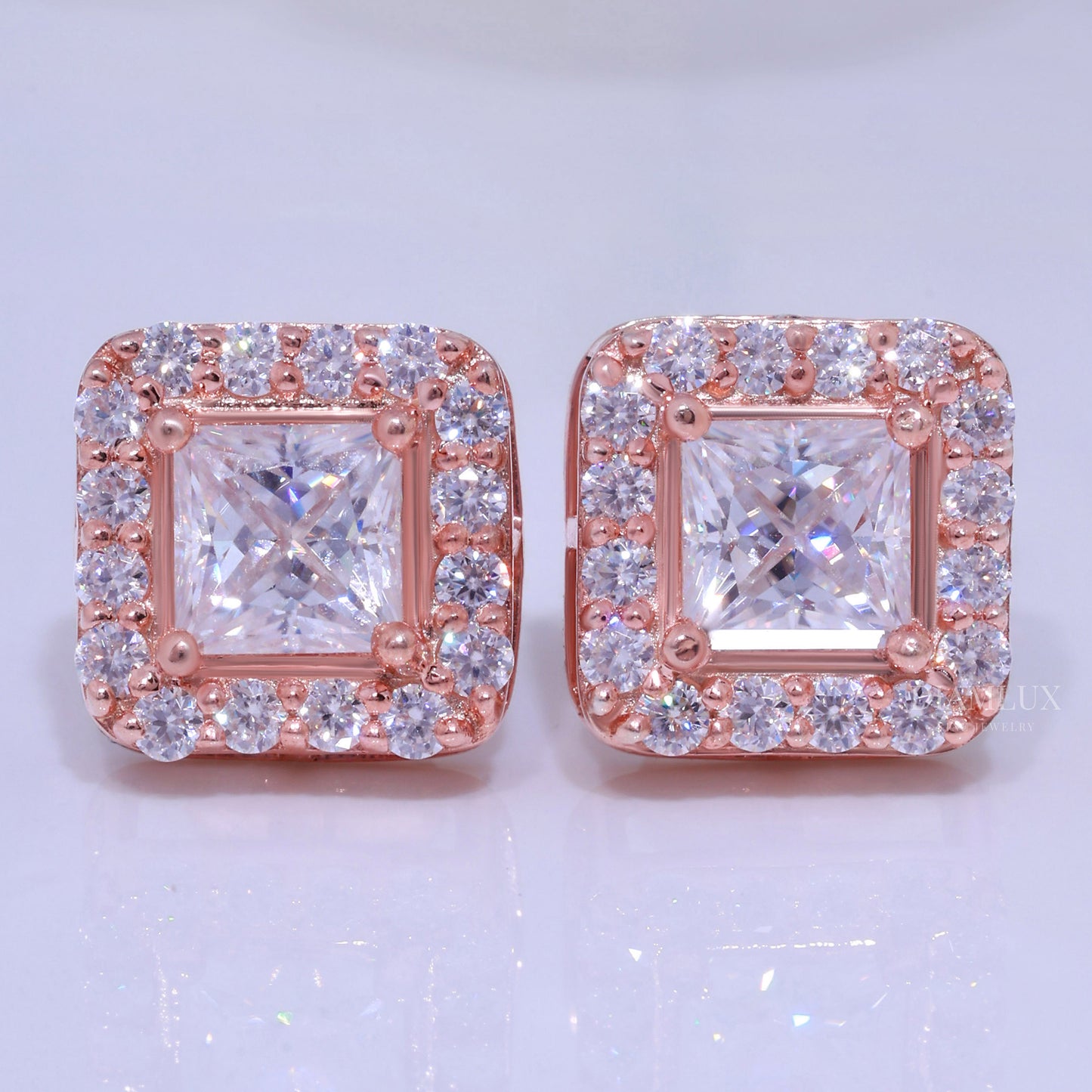 925 silver with moissanite diamonds - Rose Gold Diamlux Fine Jewelry