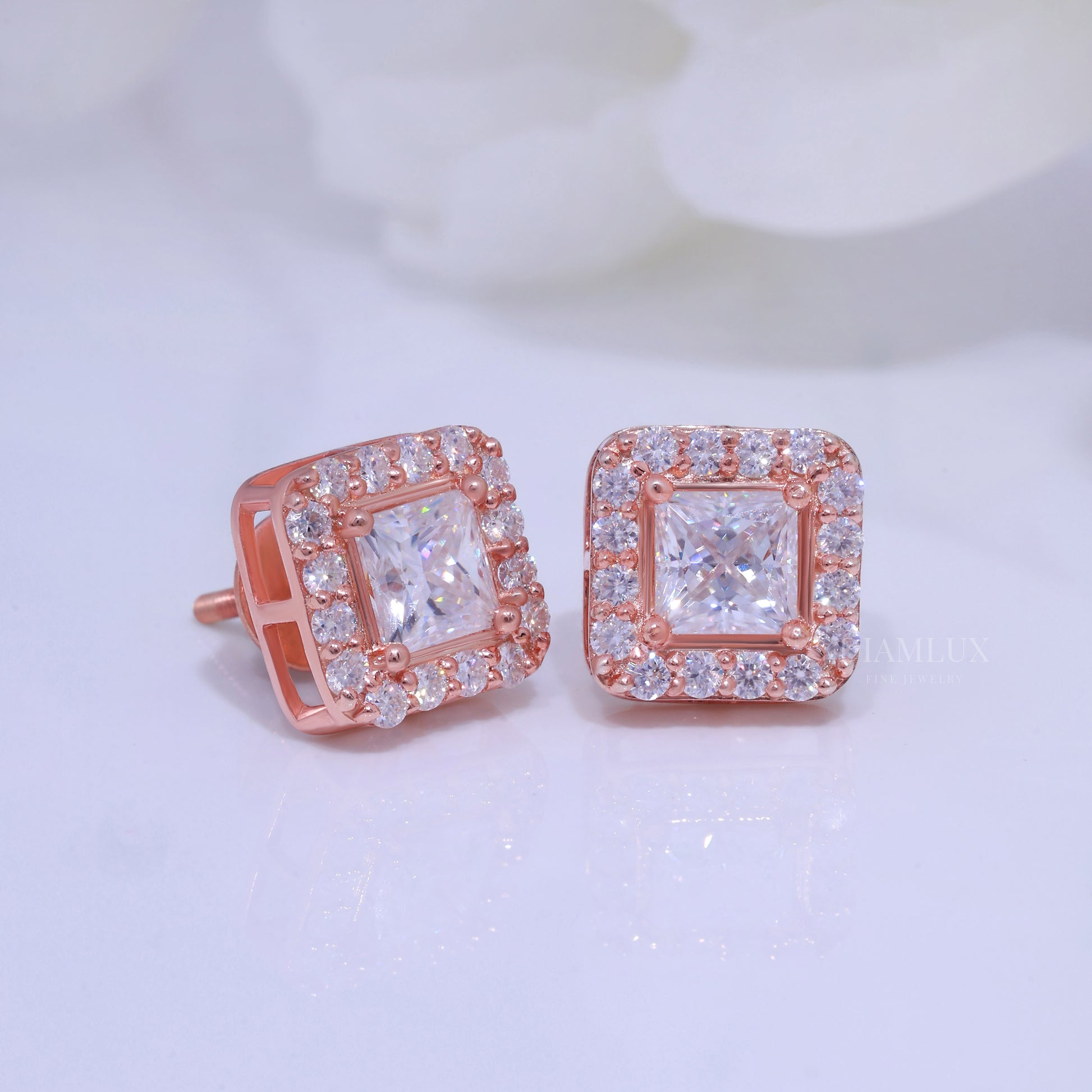 925 silver with moissanite diamonds - Rose Gold Diamlux Fine Jewelry