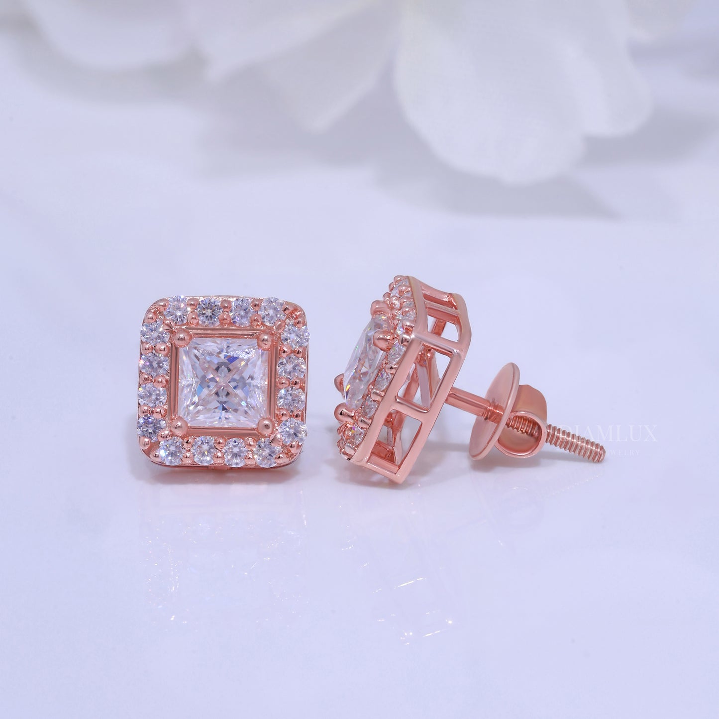 925 silver with moissanite diamonds - Rose Gold Diamlux Fine Jewelry