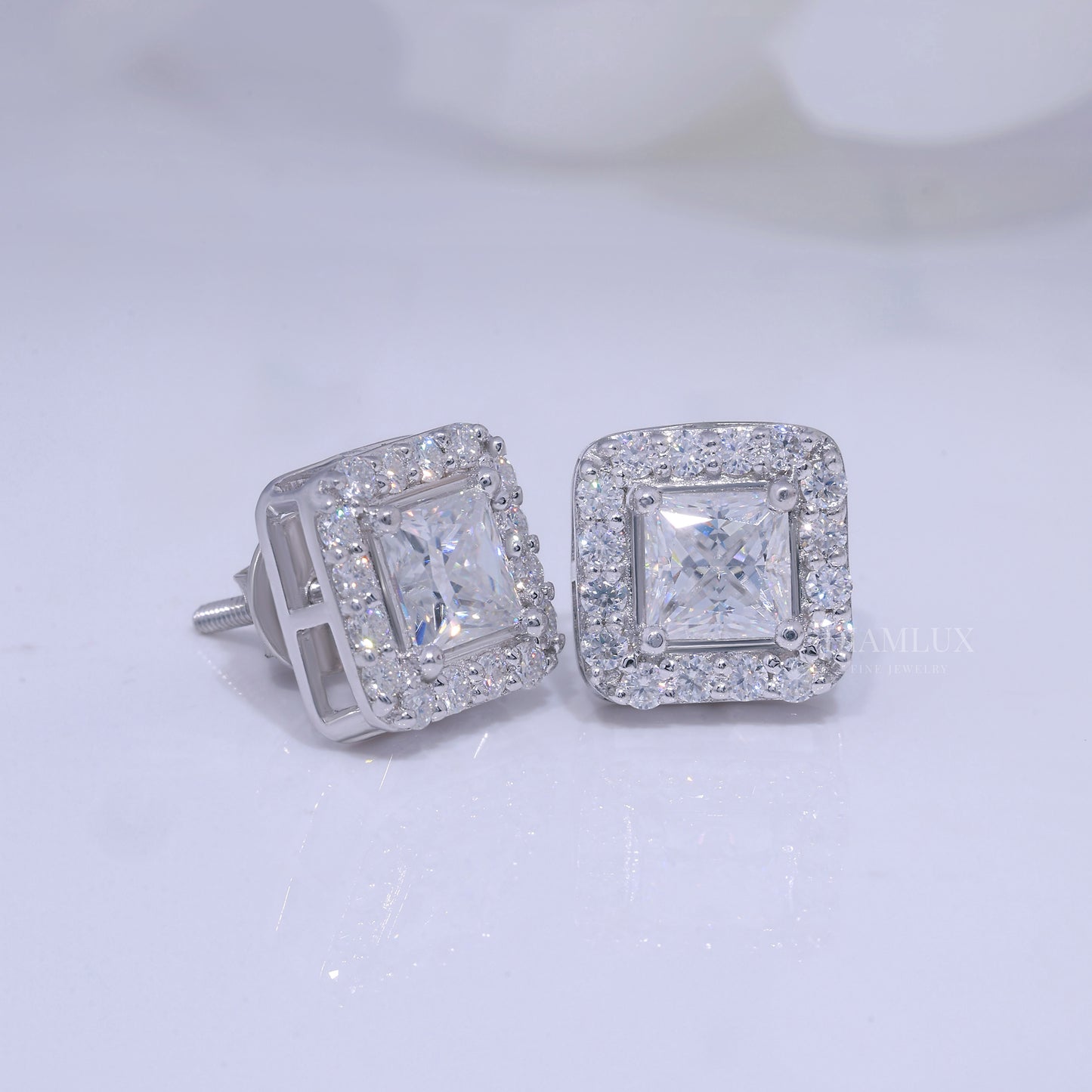 925 silver with moissanite diamonds white gold Diamlux Fine Jewelry