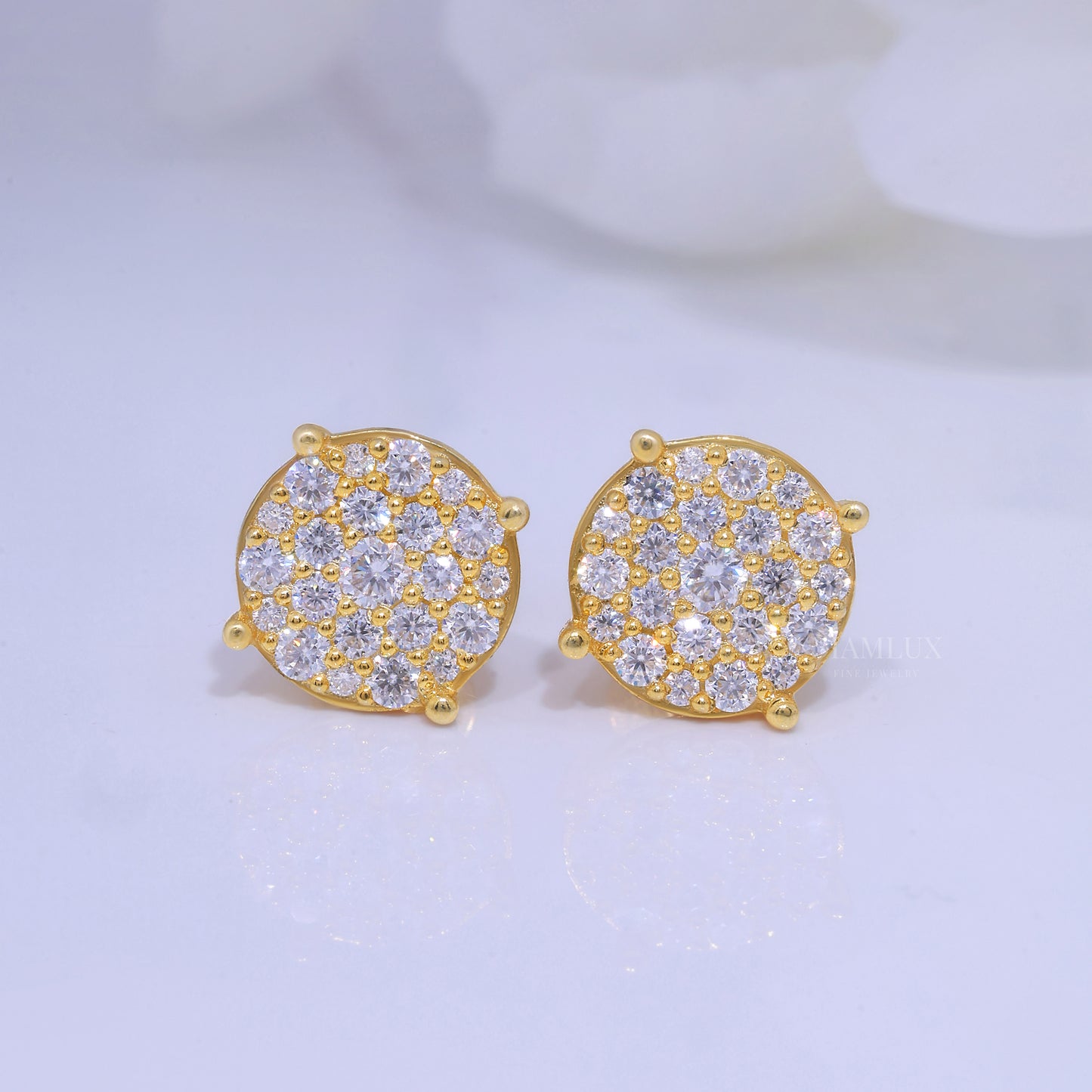 925 silver with moissanite diamond earrings Yellow Gold Diamlux Fine Jewelry