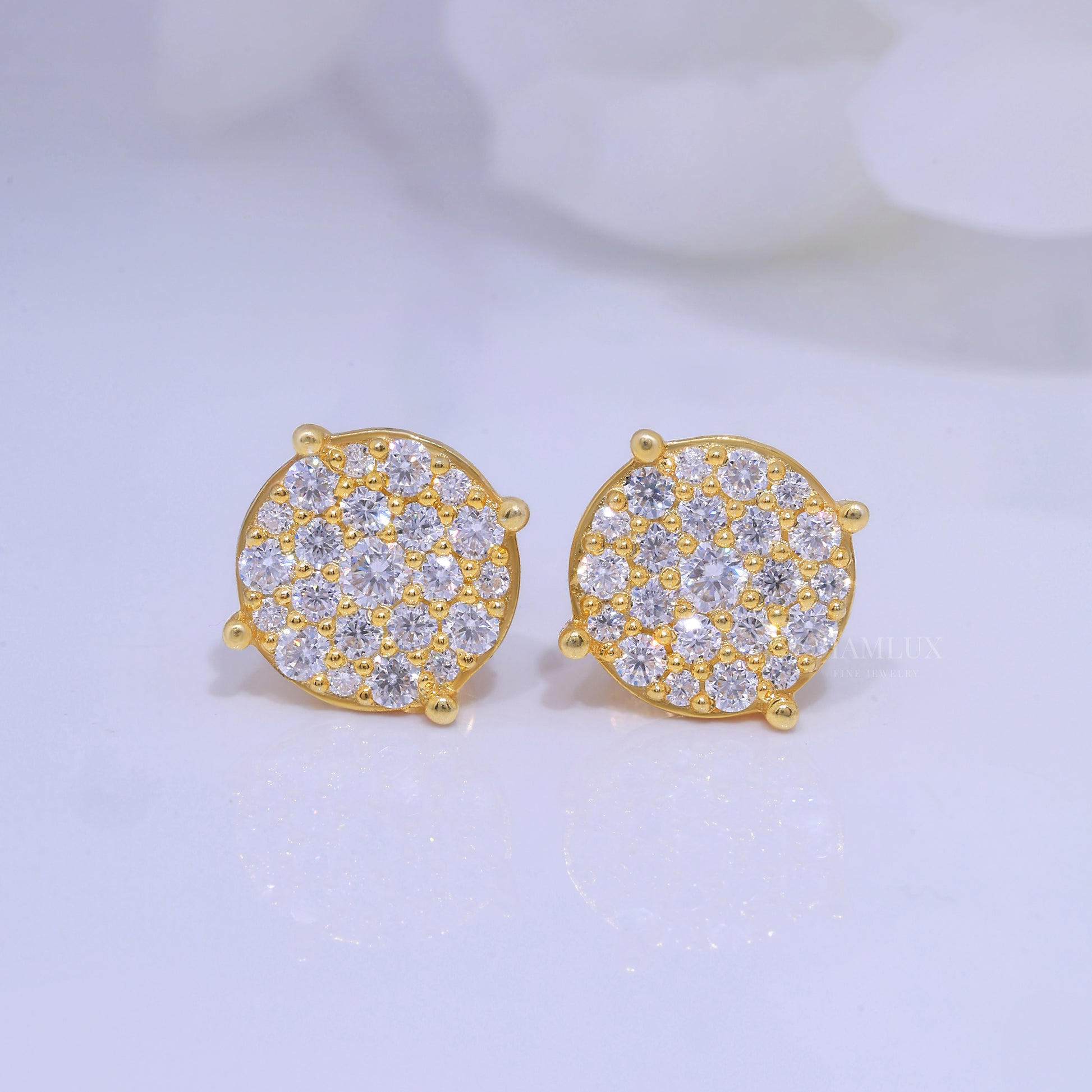 925 silver with moissanite diamond earrings Yellow Gold Diamlux Fine Jewelry