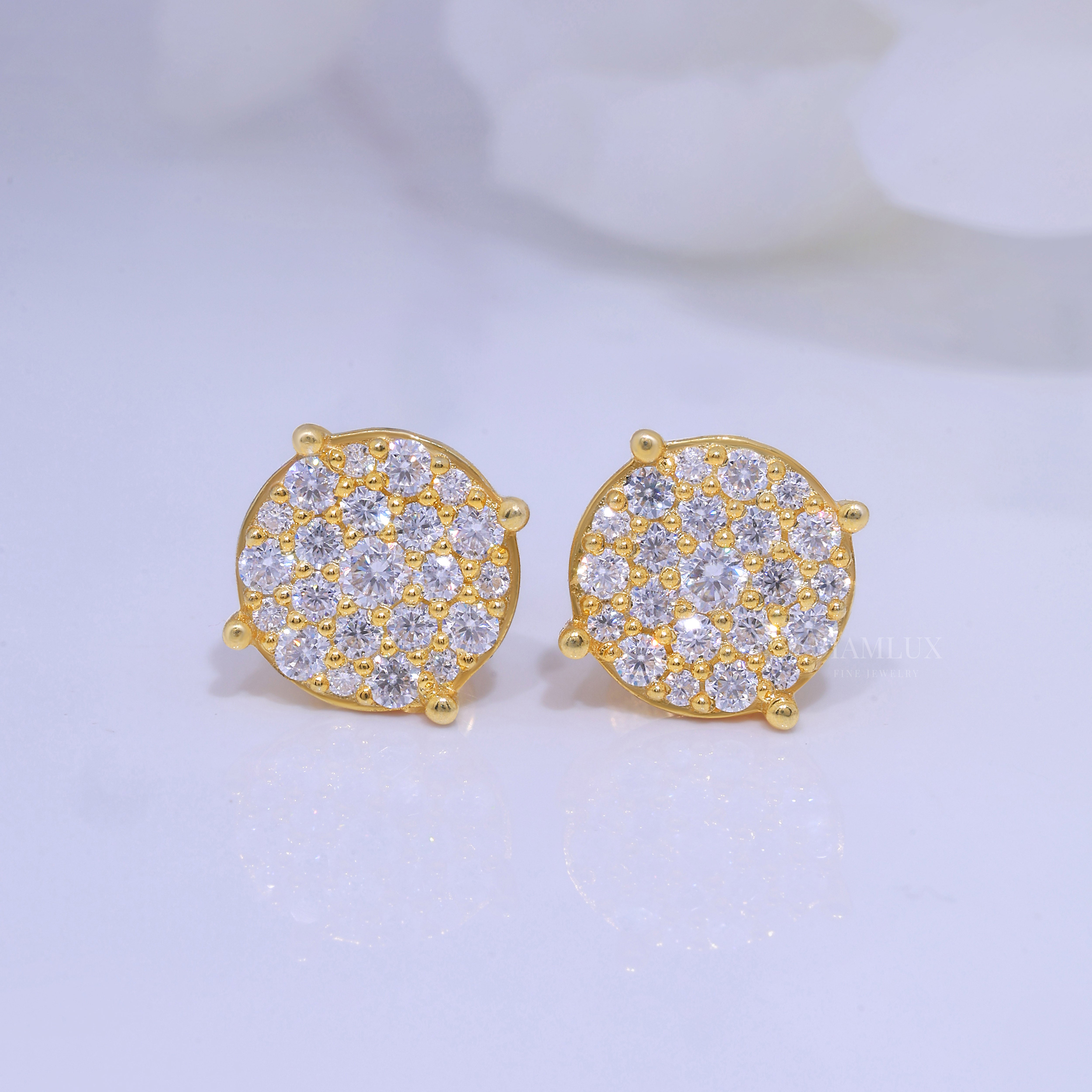 925 silver with moissanite diamond earrings Yellow Gold Diamlux Fine Jewelry