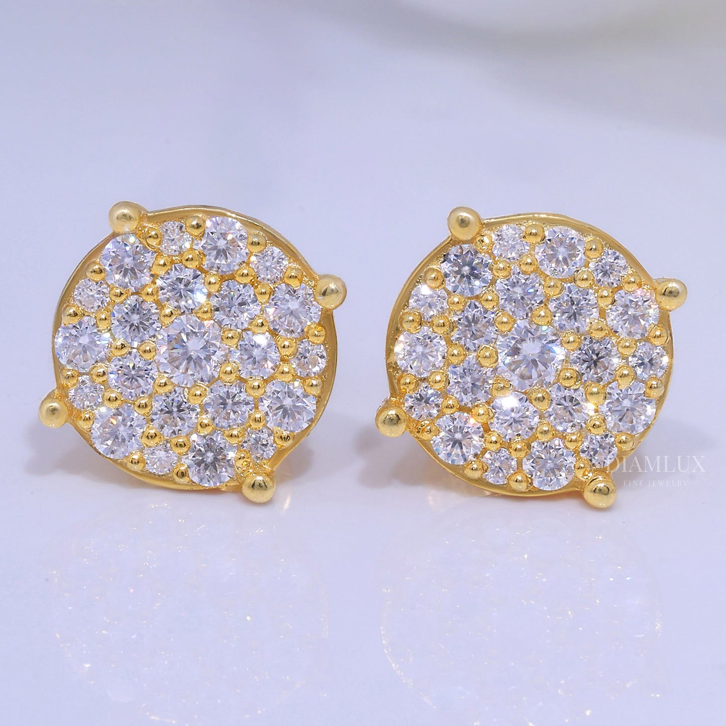 925 silver with moissanite diamond earrings Yellow Gold Diamlux Fine Jewelry