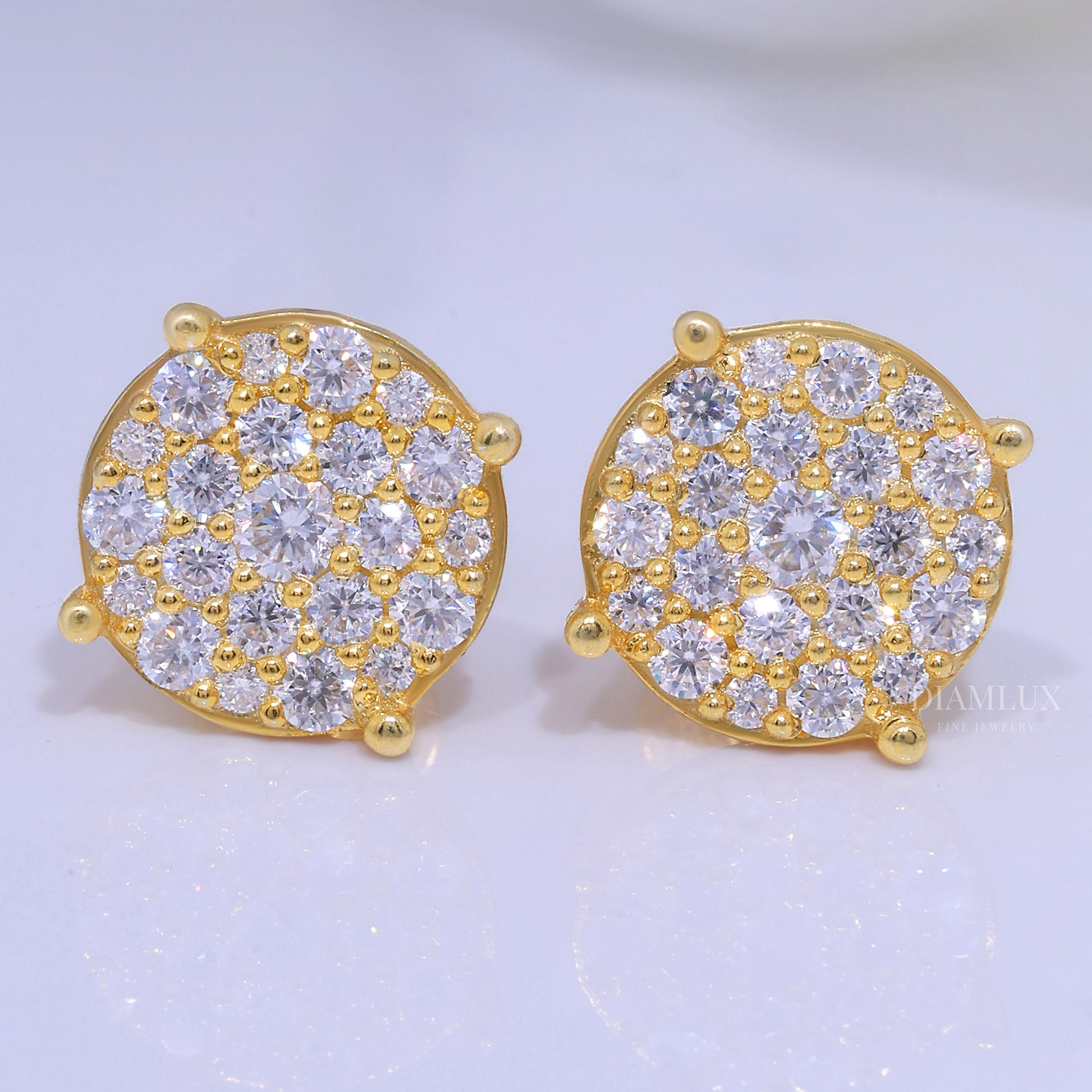 925 silver with moissanite diamond earrings Yellow Gold Diamlux Fine Jewelry