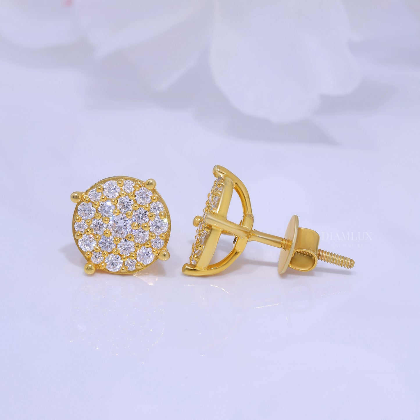 925 silver with moissanite diamond earrings Yellow Gold Diamlux Fine Jewelry
