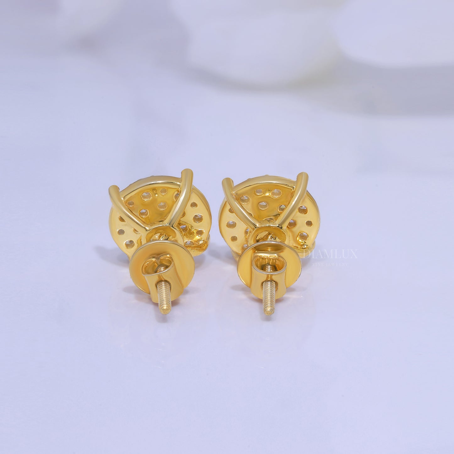 925 silver with moissanite diamond earrings Yellow Gold Diamlux Fine Jewelry