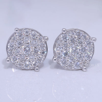 Round Cluster Diamond Stud Earrings White Gold Finish Diamlux Fine Jewelry