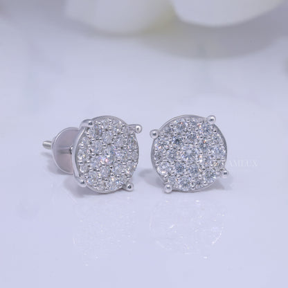 Round Cluster Diamond Stud Earrings White Gold Finish Diamlux Fine Jewelry