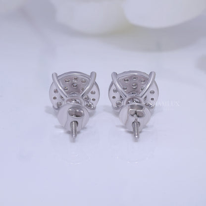 Round Cluster Diamond Stud Earrings White Gold Finish Diamlux Fine Jewelry