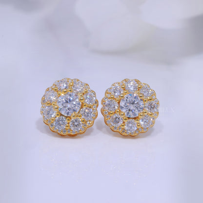 Yellow Gold (Plated) 925 silver with moissanite diamond earrings Diamlux Fine Jewelry