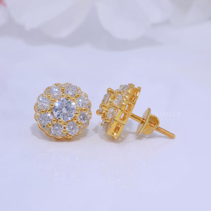 Yellow Gold (Plated) 925 silver with moissanite diamond earrings Diamlux Fine Jewelry