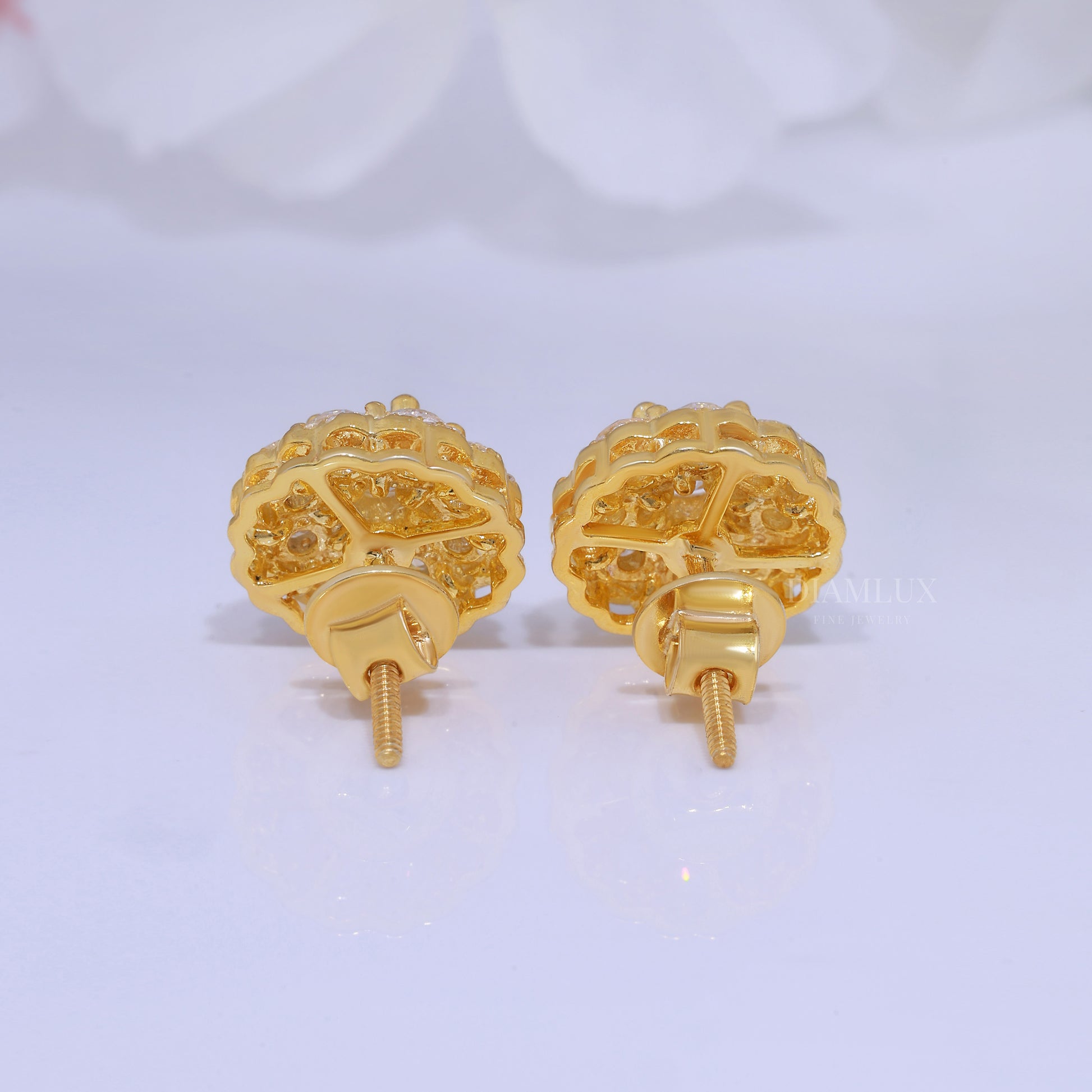 Yellow Gold (Plated) 925 silver with moissanite diamond earrings Diamlux Fine Jewelry