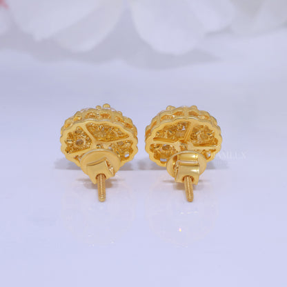 Yellow Gold (Plated) 925 silver with moissanite diamond earrings Diamlux Fine Jewelry