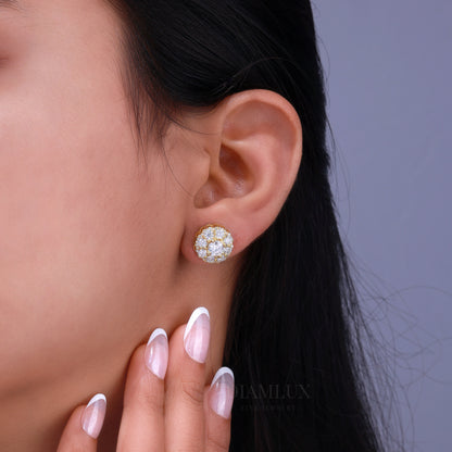 Yellow Gold (Plated) 925 silver with moissanite diamond earrings Diamlux Fine Jewelry