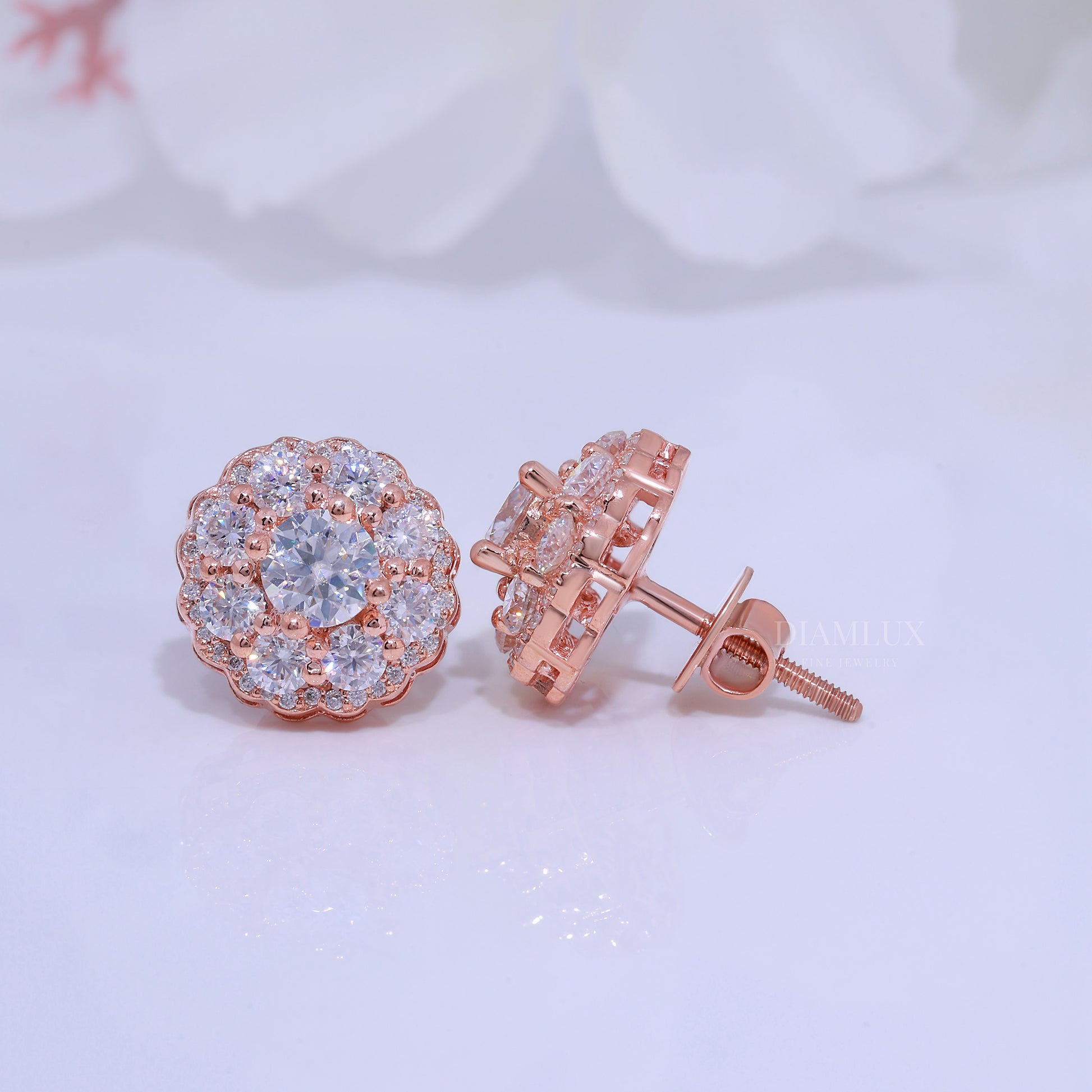 925 Silver with Moissanite Diamond Earrings Diamlux Fine Jewelry