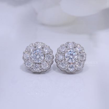 Wedding and special occasions 925 silver with moissanite diamond-Flower earrings Diamlux Fine Jewelry