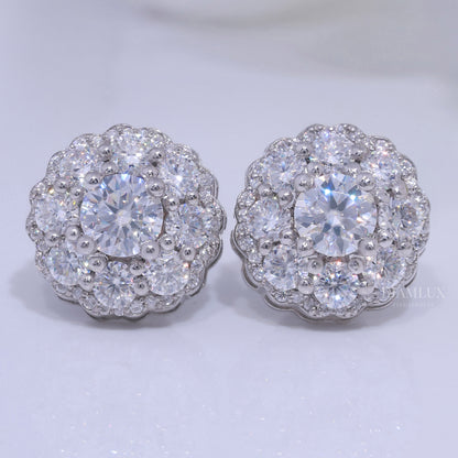 Wedding and special occasions 925 silver with moissanite diamond-Flower earrings Diamlux Fine Jewelry