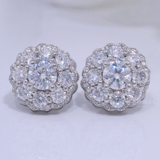 Wedding and special occasions 925 silver with moissanite diamond-Flower earrings Diamlux Fine Jewelry
