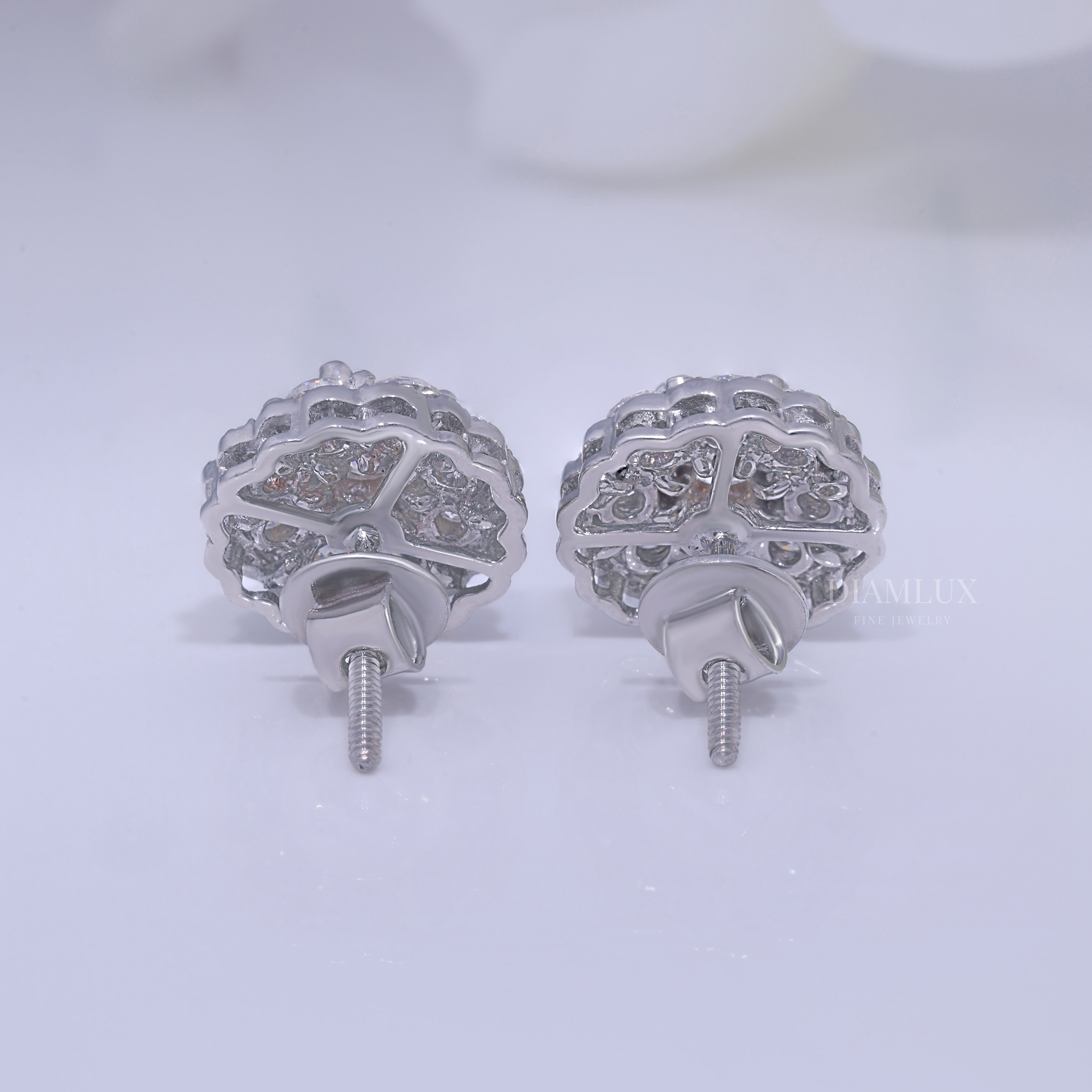 Wedding and special occasions 925 silver with moissanite diamond-Flower earrings Diamlux Fine Jewelry