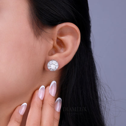 Wedding and special occasions 925 silver with moissanite diamond-Flower earrings Diamlux Fine Jewelry
