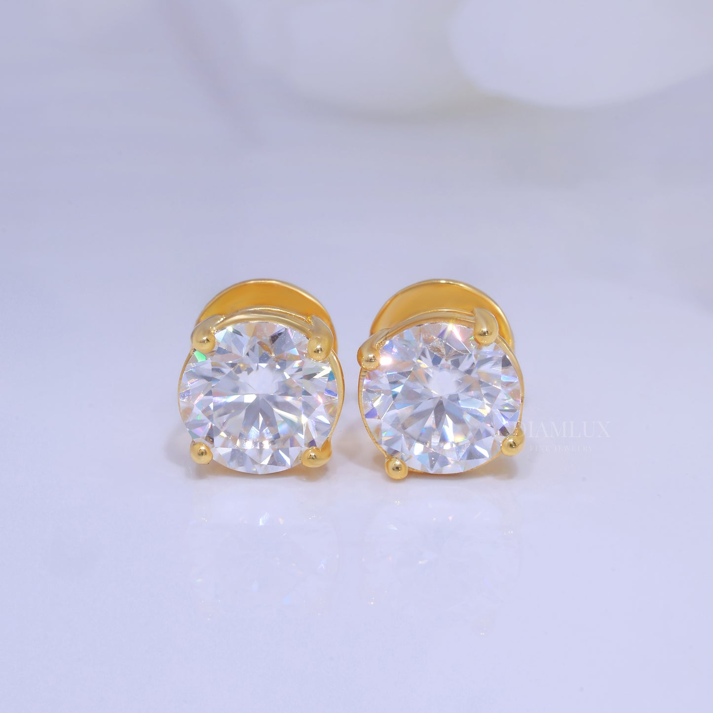 For wedding and special occasions 925 silver with moissanite diamond-earrings Yellow Gold Diamlux Fine Jewelry