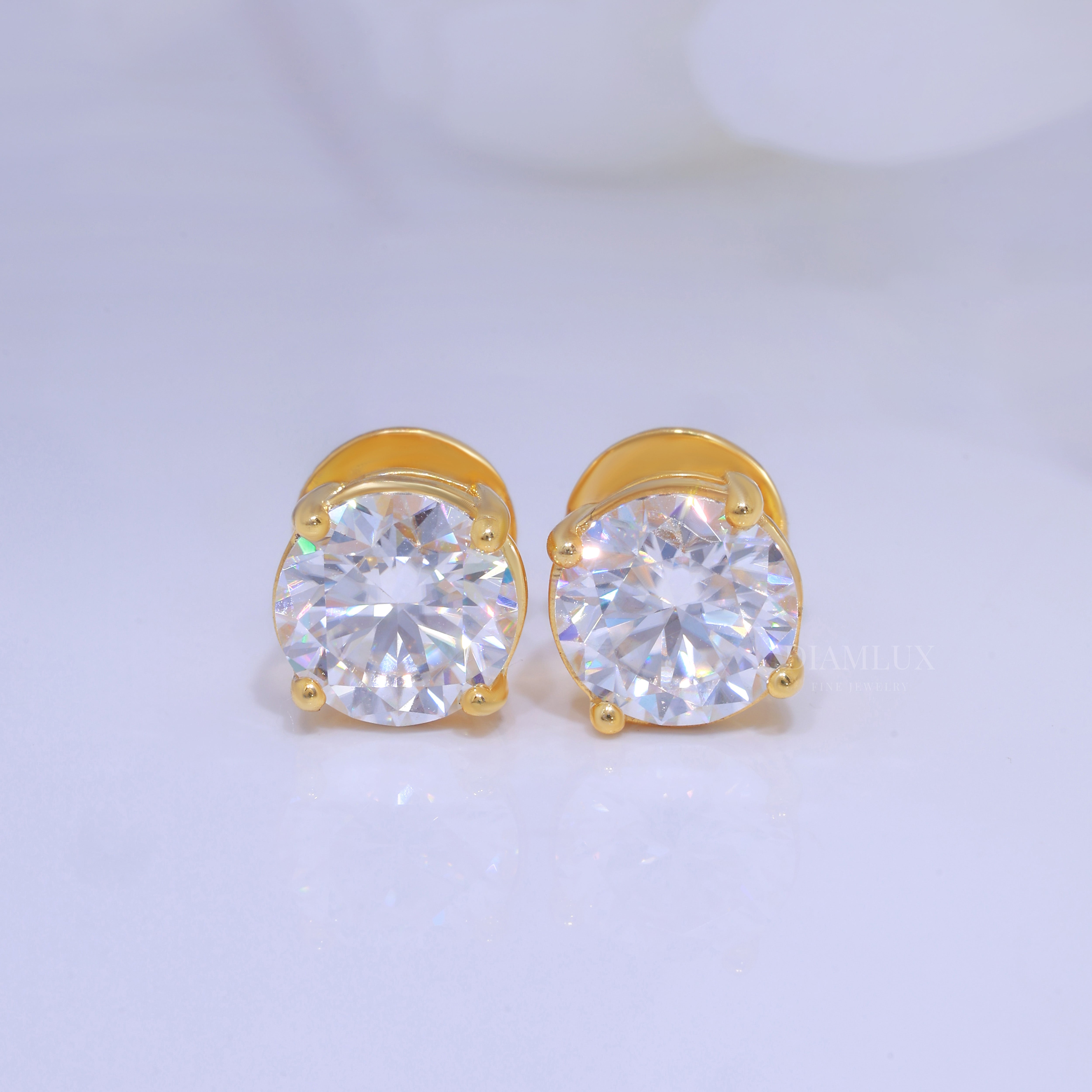 For wedding and special occasions 925 silver with moissanite diamond-earrings Yellow Gold Diamlux Fine Jewelry