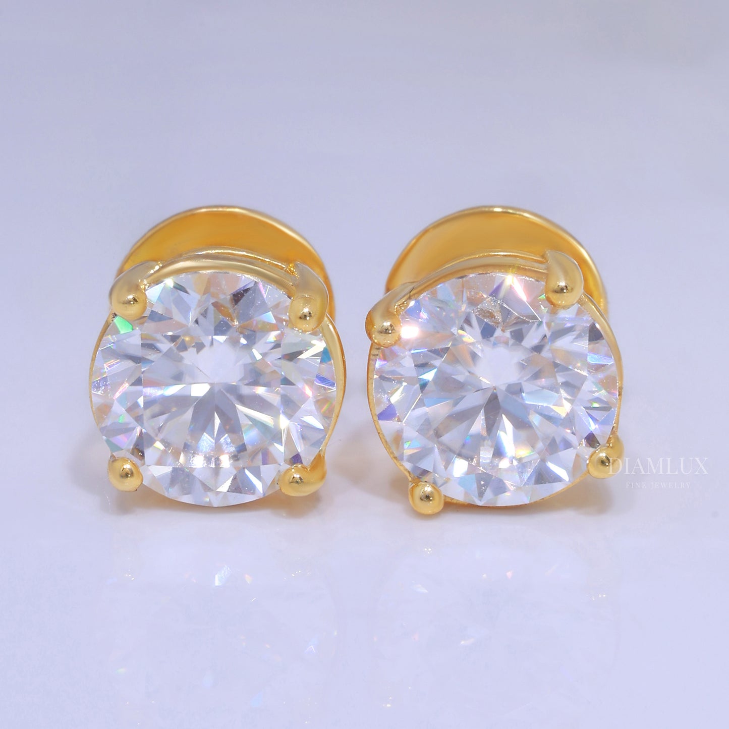 For wedding and special occasions 925 silver with moissanite diamond-earrings Yellow Gold Diamlux Fine Jewelry