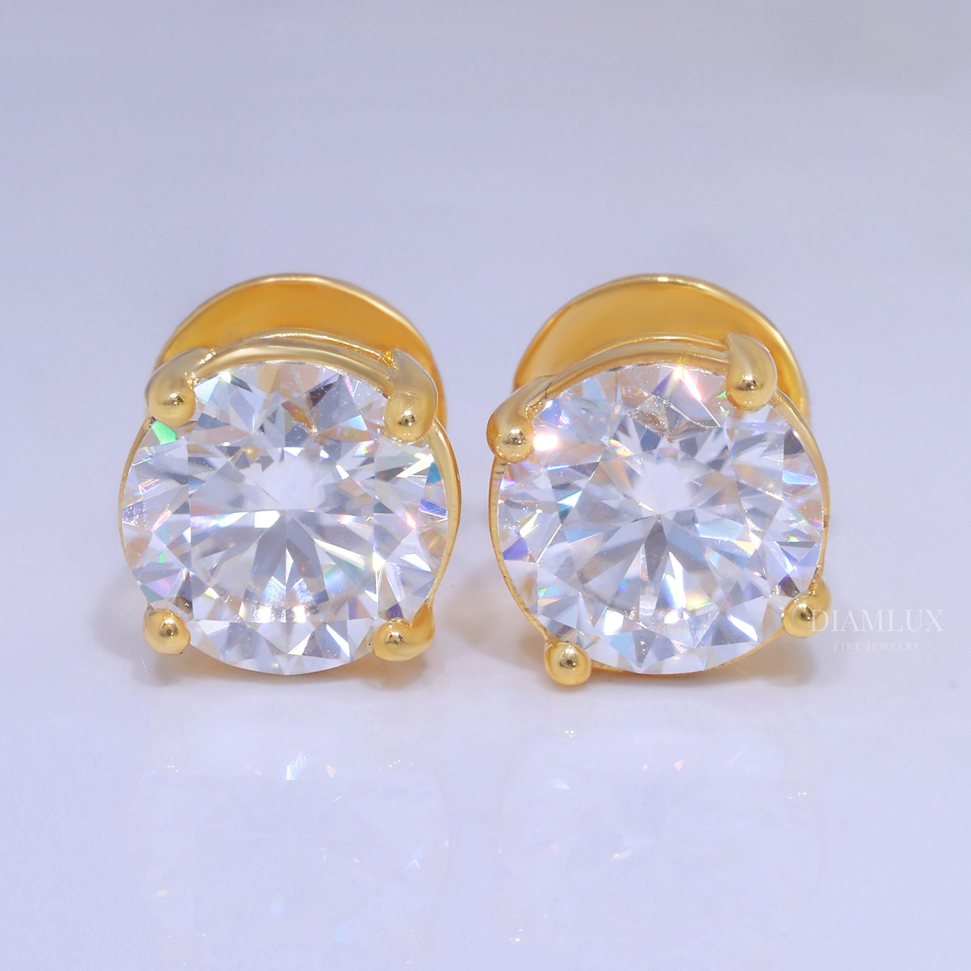 For wedding and special occasions 925 silver with moissanite diamond-earrings Yellow Gold Diamlux Fine Jewelry