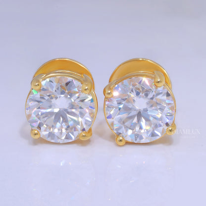For wedding and special occasions 925 silver with moissanite diamond-earrings Yellow Gold Diamlux Fine Jewelry