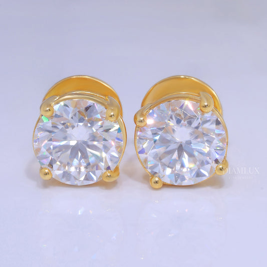 For wedding and special occasions 925 silver with moissanite diamond-earrings Yellow Gold Diamlux Fine Jewelry