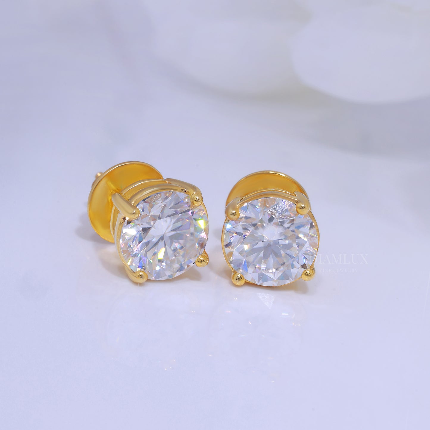 For wedding and special occasions 925 silver with moissanite diamond-earrings Yellow Gold Diamlux Fine Jewelry