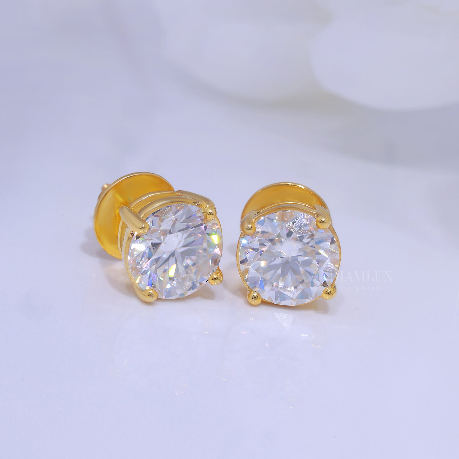 For wedding and special occasions 925 silver with moissanite diamond-earrings Yellow Gold Diamlux Fine Jewelry