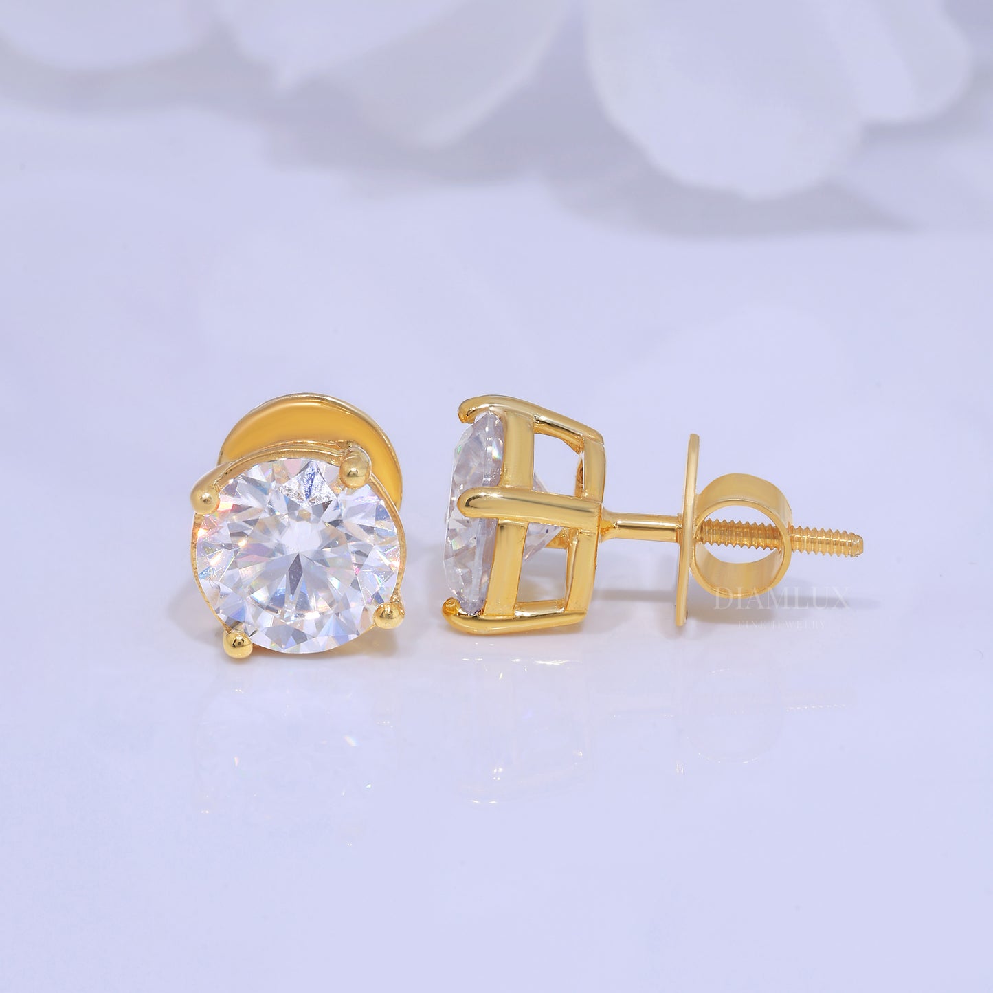 For wedding and special occasions 925 silver with moissanite diamond-earrings Yellow Gold Diamlux Fine Jewelry