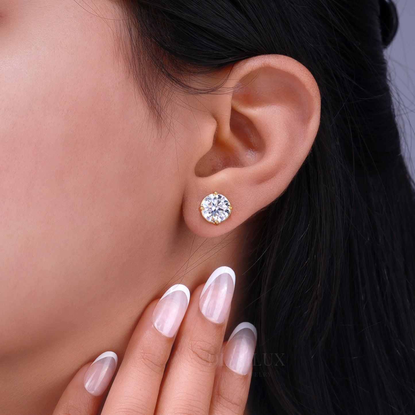 For wedding and special occasions 925 silver with moissanite diamond-earrings Yellow Gold Diamlux Fine Jewelry