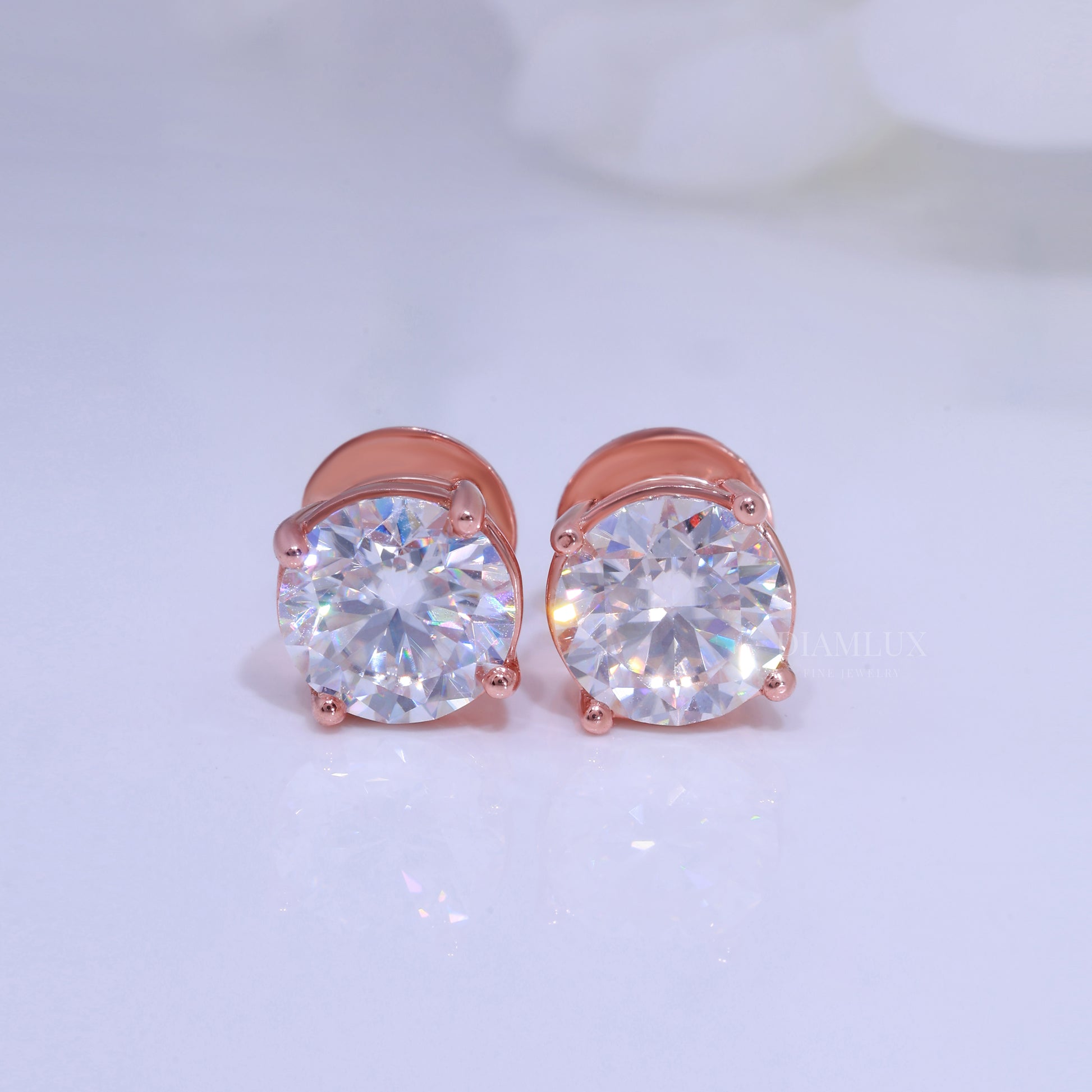 Earring for wedding and special occasions 925 silver with moissanite diamond Rose Diamlux Fine Jewelry