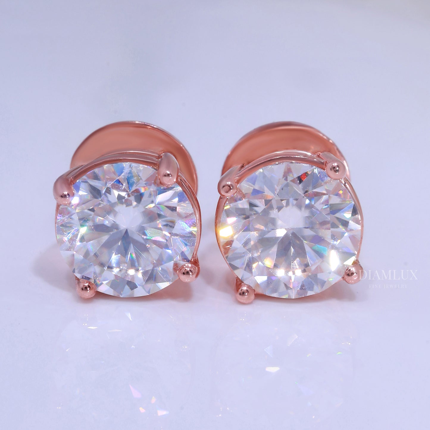 Earring for wedding and special occasions 925 silver with moissanite diamond Rose Diamlux Fine Jewelry