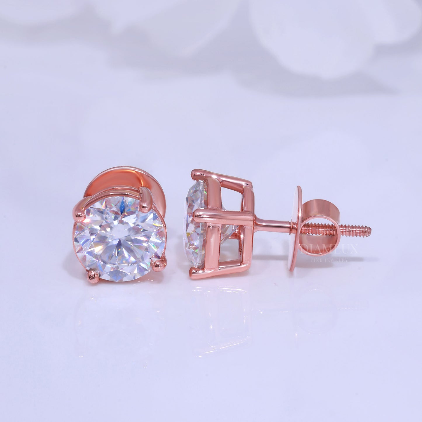 Earring for wedding and special occasions 925 silver with moissanite diamond Rose Diamlux Fine Jewelry