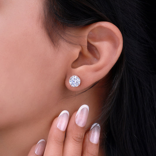 Earring for wedding and special occasions 925 silver with moissanite diamond Rose Diamlux Fine Jewelry