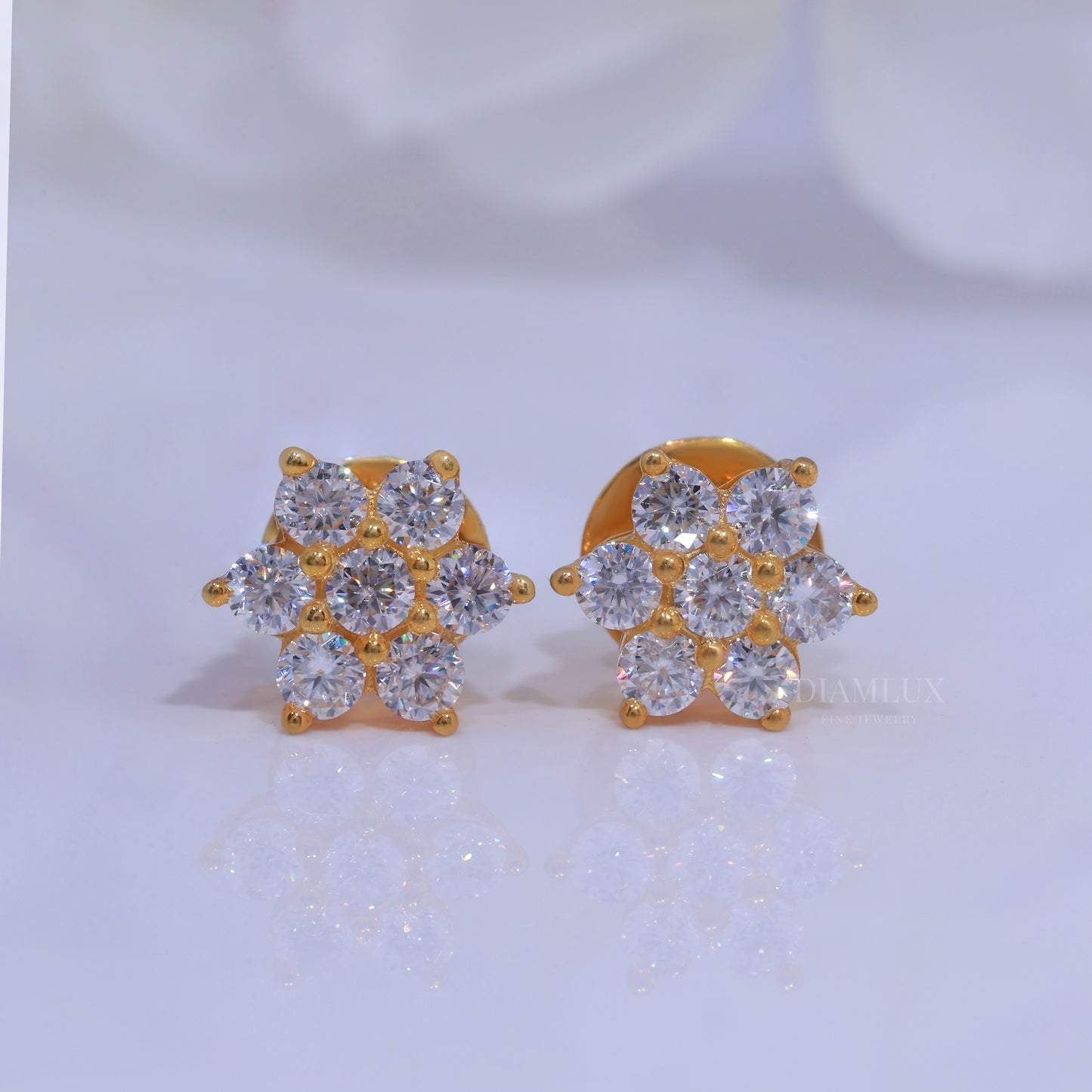 Yellow Gold Plated with 925 silver moissanite diamond earring Diamlux Fine Jewelry