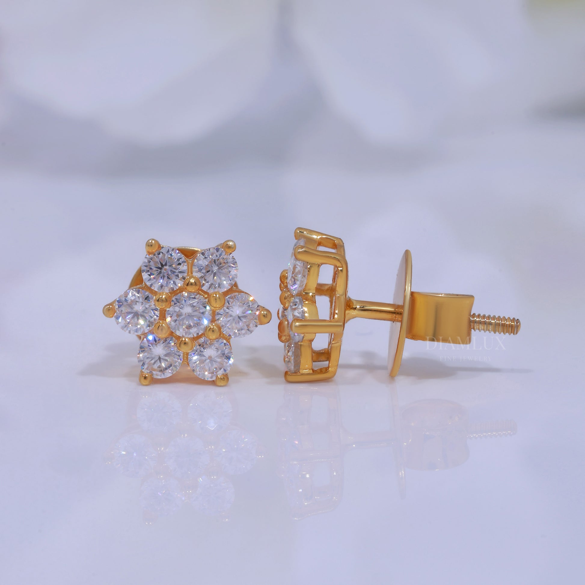 Yellow Gold Plated with 925 silver moissanite diamond earring Diamlux Fine Jewelry