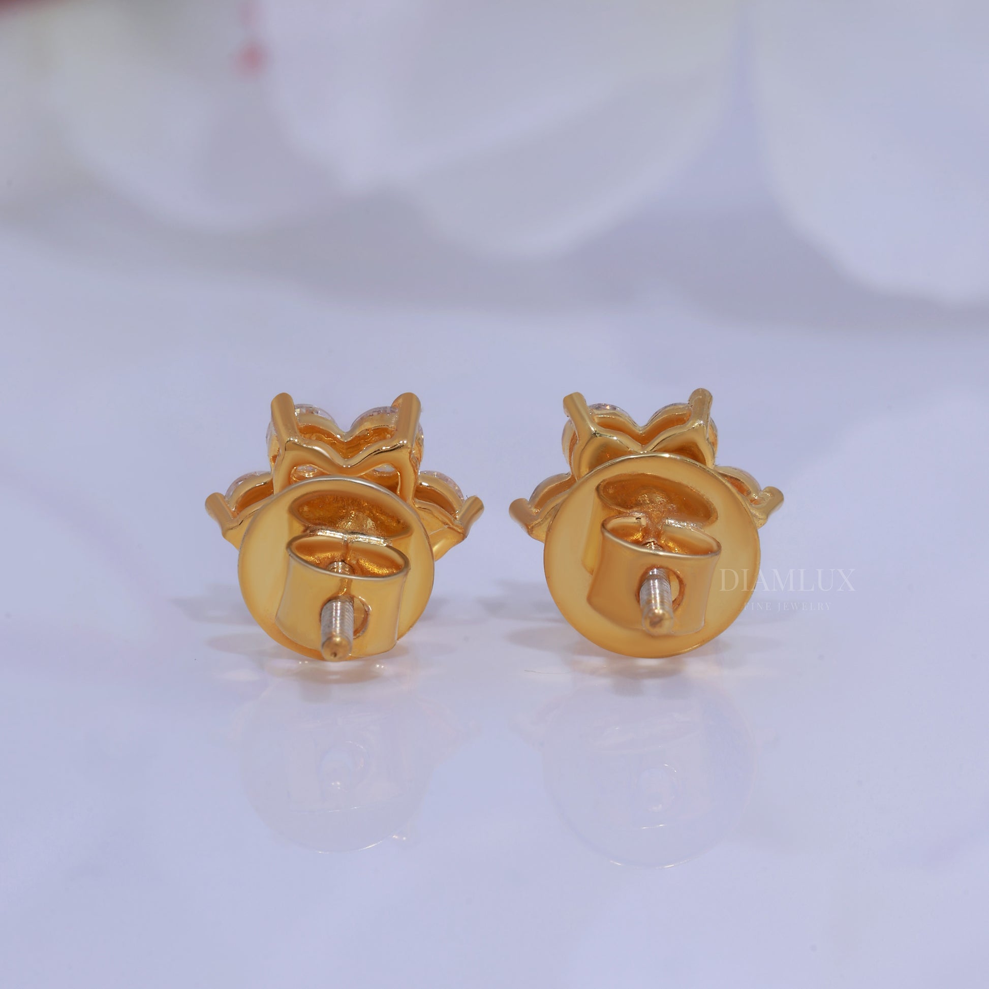 Yellow Gold Plated with 925 silver moissanite diamond earring Diamlux Fine Jewelry