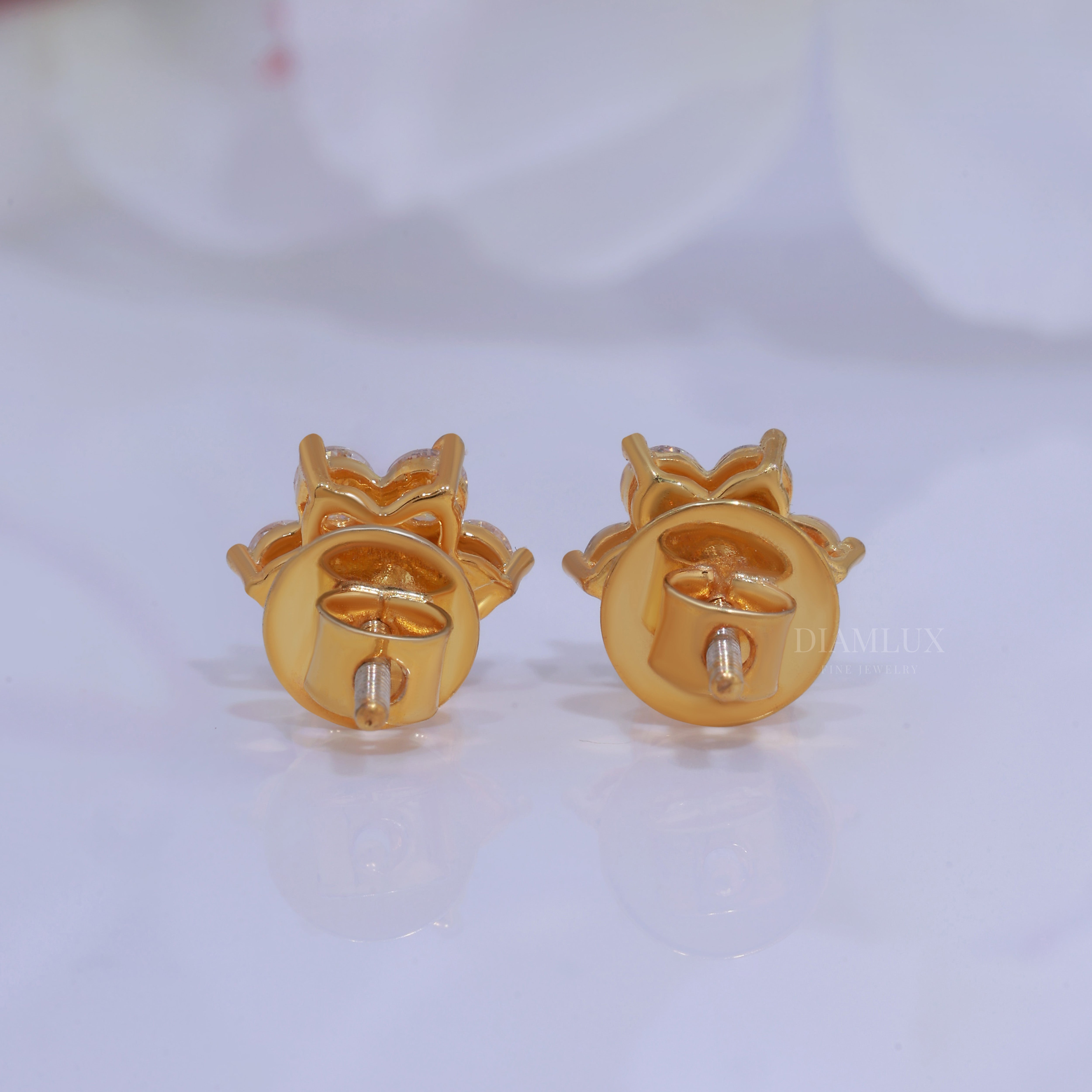 Yellow Gold Plated with 925 silver moissanite diamond earring Diamlux Fine Jewelry