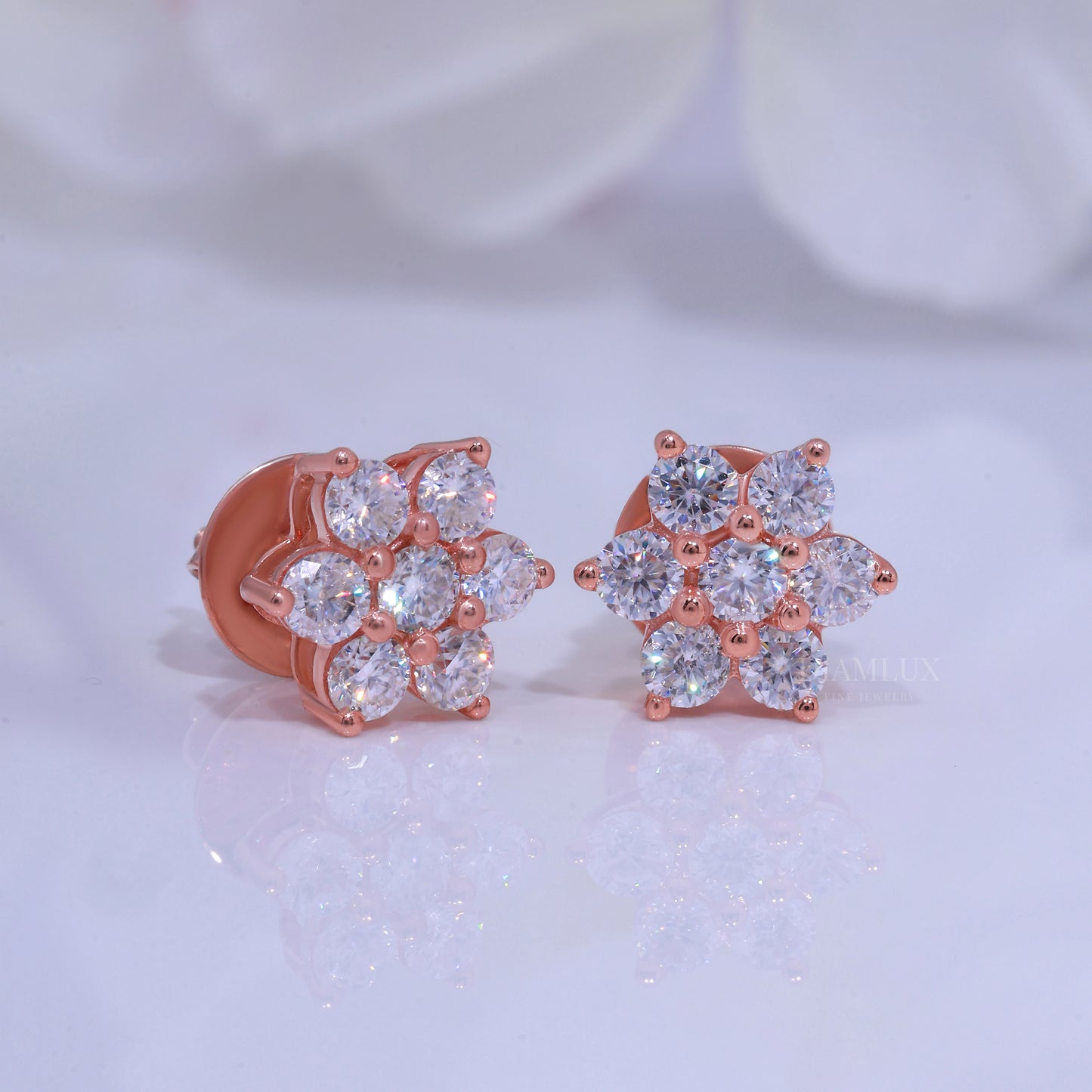 Rose Gold Earring 925 silver with moissanite diamond Diamlux Fine Jewelry