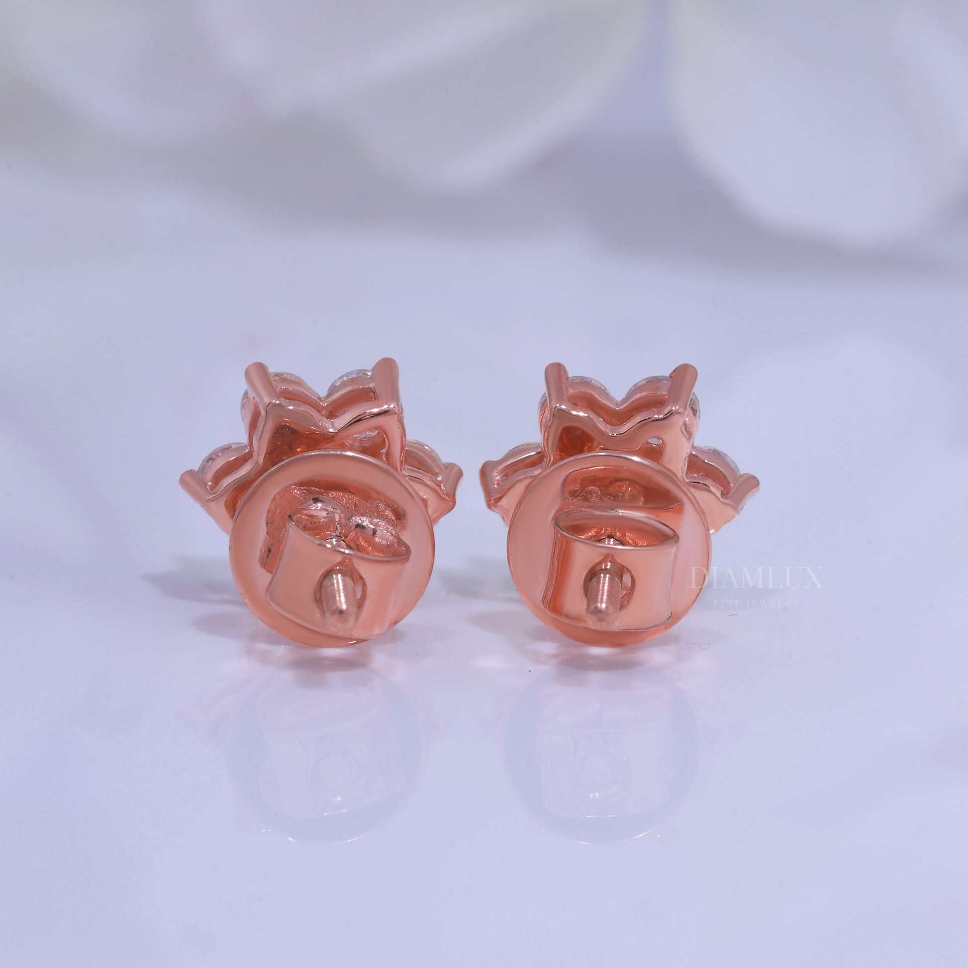 Rose Gold Earring 925 silver with moissanite diamond Diamlux Fine Jewelry